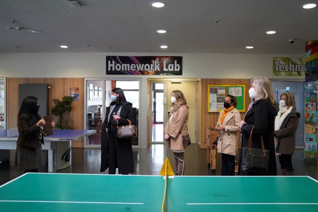 During the guided tour through the Netzaberg Child and Youth Services complex, CYS Coordinator Liwliwa Markey highlights the homework lab and technology lab as being beneficial towards children&#39;s educational enrichment, March 11, 2021.