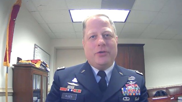 Maj. Gen. Walter Rugen, Future Vertical Lift Cross-Functional Team director, discusses the upcoming Experimental Demonstration Gateway Exercise 2021, or EDGE 21, during the Association of the U.S. Army&#39;s Global Force Next virtual conference...