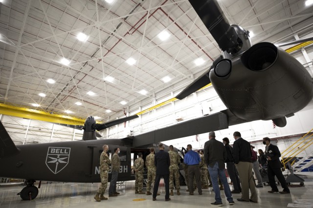 Soldiers from 3rd Brigade Combat Team , 101st Airborne Division visit Bell&#39;s flight facility in Arlington, Texas, Oct. 28, 2020. The Soldiers provided feedback on the V-280 Valor cabin configuration that will inform Future Long-Range Assault Aircraft requirements from a user&#39;s perspective.