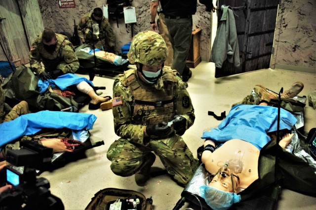 An Army paramedic tends to a simulated patient Jan. 11, 2021, during paramedic training at the Fort McCoy, Wis., Medical Simulation Training Center. The center is managed by the Directorate of Plans, Training, Mobilization and Security at Fort...