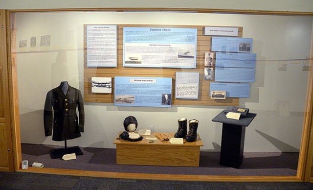 The recently installed exhibit, Frontier Flight, was added to the "World War I" hallway, which is being transitioned into the "Army Firsts" hallway at the Frontier Army Museum. The exhibit features information about early aviation efforts at Fort...