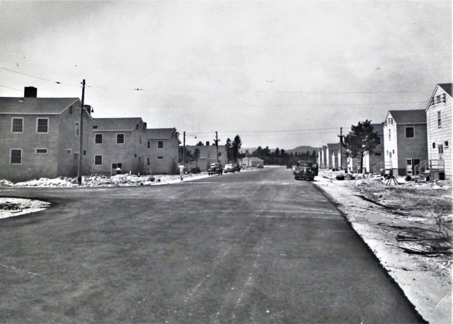This historical photo shows military construction of barracks and other buildings on the 200 block of the cantonment area July 20, 1942, at Fort McCoy, Wis. The installation was then called Camp McCoy. Construction like this took place all...