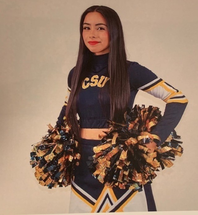 A personal photo shows Army Spc. Keylin Jasmin Perez as a cheerleader at Coppin State University. Perez is a supply specialist with the 200th Military Police Command as well as a nursing student and cheerleader at Coppin State University in...