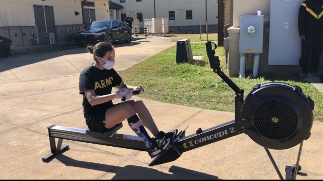 Army Trials athlete 1st Lt. Angelica Forero trained at Fort Benning, Ga. on February 23, 2021. She competed in rowing, cycling, air rifle and archery during the 2021 Army Trials. (Photo courtesy Annalise Doyle)
