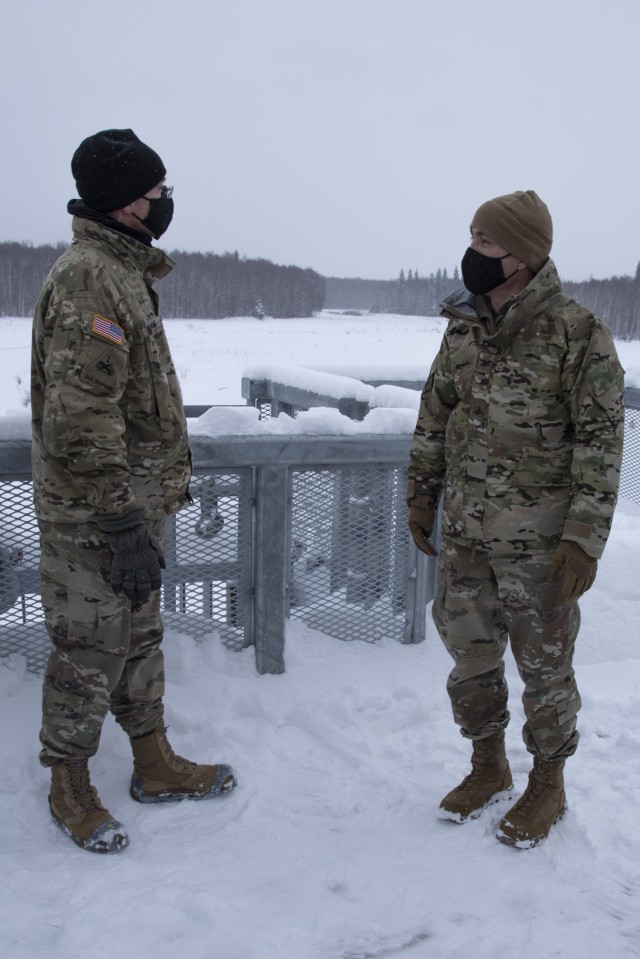 Maj. Gen. William Graham, deputy commanding general of civil and emergency operations for the U.S. Army Corps of Engineers, discusses the Chena River Lakes Flood Control Project with Col. Damon Delarosa, USACE Alaska District commander, on top of...