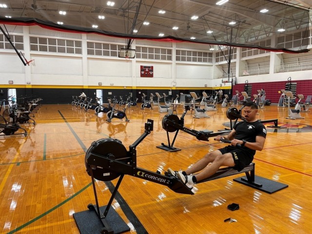 Army Trials athlete Staff Sgt. Armando Luna rowed at the Martinez Fitness center at Schofield Barracks, Hawaii, on March 8, 2021. In addition to rowing, Luna competed in archery, cycling and golf during the 2021 Army Trials. (Photo courtesy of...