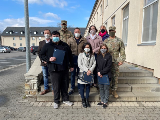WIESBADEN, Germany -- Angela Hise, management support specialist; Brent O’Brien, Equal Employment Opportunity officer; Sheri Buono, education services specialist; Julie Kelly, education services specialist; Thomas Schulze, workforce development...