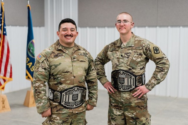 Sgt. Andrew Gonzales, 1st Battalion, 635th Armor Regiment and Spc. Nikolas Decker, 2nd Battalion, 130th Field Artillery, were named noncommissioned officer of the year and Soldier of the year, respectively, at the 2021 Kansas Army National Guard Best Warrior Competition held at the Great Plains Joint Training Center in Salina, Kansas, Mar. 17-21. Best Warrior assesses Soldiers’ abilities to competently execute basic soldier tasks, such as conducting medical evacuation, responding to a chemical attack, preforming land navigation, and overcoming multiple physical challenges.