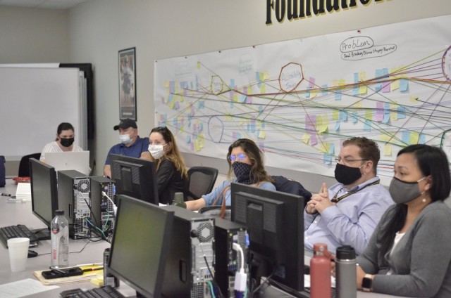 Leadership Fort Campbell students and mentors workshop solutions to help the Directorate of Family and Morale, Welfare and Recreation reach younger demographics during class March 15 at the Garrison Learning Center.