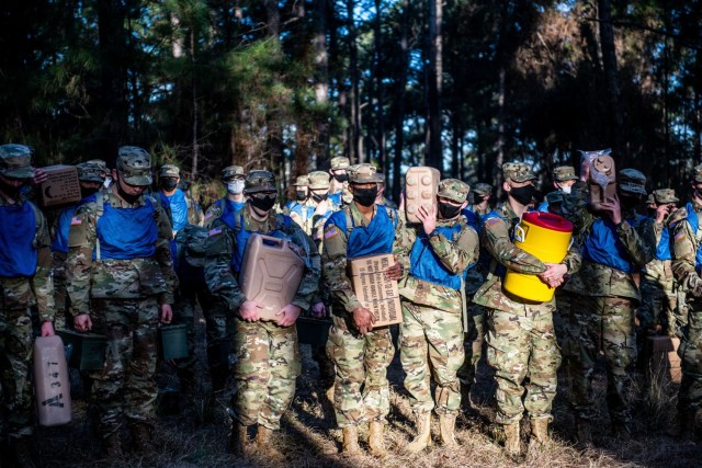 FORT BENNING, Ga. – The First 100 Yards teaches trainees to work together at one-station unit training Jan. 29, 2021. (U.S. Army photo by Patrick A. Albright, Fort Benning Maneuver Center of Excellence photographer)