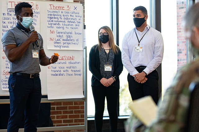 Soldiers participated in a group presentation during the U.S. Army’s People First Task Force’s Solarium. From March 15-19, the solarium was held to help junior service members from all demographics to communicate with the Army’s senior...