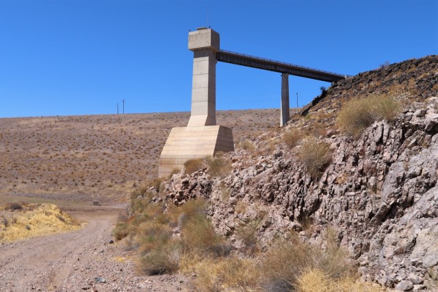 The south view of the Painted Rock Dam can be seen in this March 24 picture near Gila Bend, Arizona. Painted Rock Dam is a major flood control project in the Gila River Drainage Basin, constructed and operated by the U. S. Army Corps of Engineers Los Angeles District.