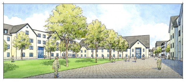 Rendering showing a visual of the vision laid for parts of Grafenwoehr Training Area in the recently completed Area Development Execution Plan, including the Operational Readiness Training Center being designed and its associated facilities like,...