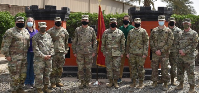 The team of teams of the Transatlantic Afghanistan District return the support to their Senior Enlisted Leader, Sergeant Major Nathan Marshall as they give him a Soldier's Send-Off. (Photo by Rick Benoit)