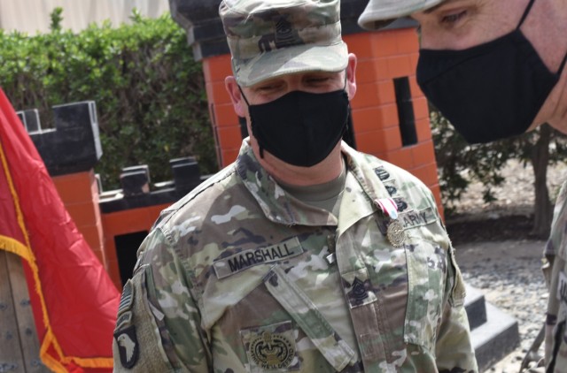 Senior Enlisted Leader SGM Nathan Marshall reflects on his deployment with the Transatlantic Afghanistan District. (Photo by Rick Benoit)