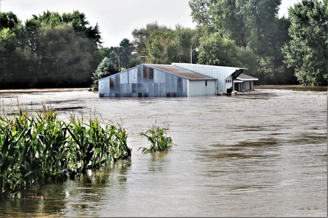 An area of Leon, Wis., shows flooding Aug, 28, 2018 in Monroe County, Wis. Firefighters with the Directorate of Emergency Services Fire Department at Fort McCoy, Wis., helped with rescue operations for the flooding. On Aug. 27 to early Aug. 28,...