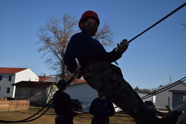 Wisconsin Challenge Academy cadets participate in rappelling training on the cantonment area March 16, 2021, during training at the academy complex at Fort McCoy, Wis. The academy is a tenant organization at Fort McCoy that is managed by the...
