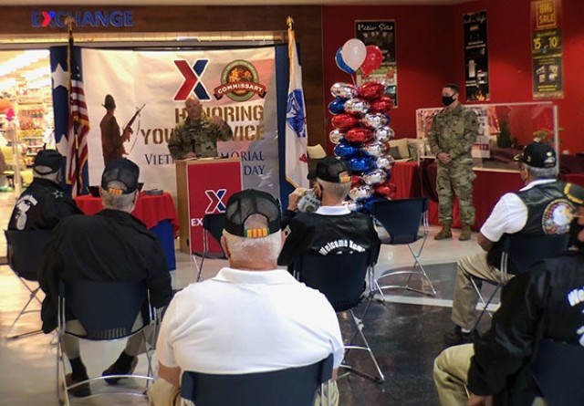 The Fort Stewart-Hunter Army Airfield Garrison Commander, Col. Bryan Logan, and Garrison senior enlisted leader, Command Sgt. Maj. Bryan Buchanan, visited the Fort Stewart Main Post Exchange to honor local Vietnam veterans during a pinning...