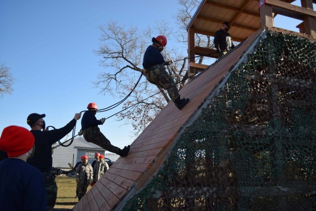 Wisconsin Challenge Academy cadets participate in rappelling training on the cantonment area March 16, 2021, during training at the academy complex at Fort McCoy, Wis. The academy is a tenant organization at Fort McCoy that is managed by the...