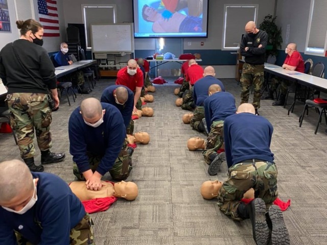 Wisconsin Challenge Academy cadets learn first aid skills March 15, 2021, during training at the academy complex at Fort McCoy, Wis. The academy is a tenant organization at Fort McCoy that is managed by the Wisconsin National Guard. Dozens of...
