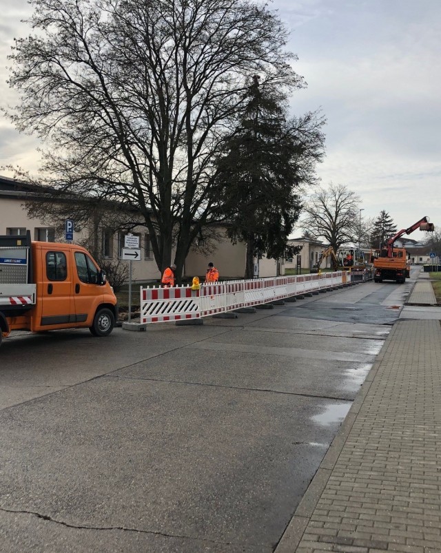 The Directorate of Public Works is constructing new walkways in front of building 1212 as part of their area beautification projects.