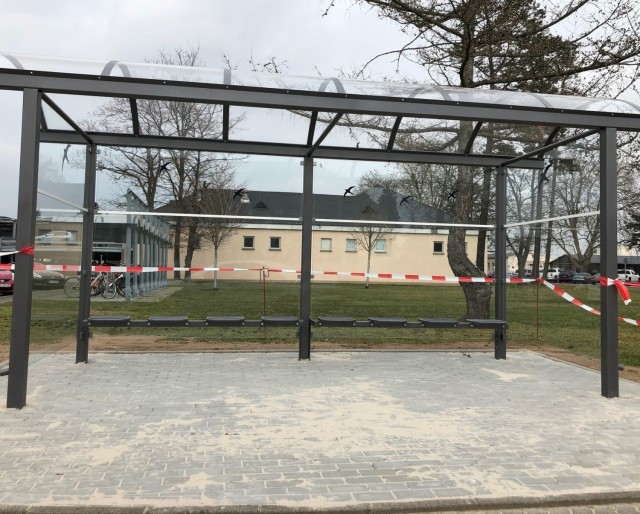 The Directorate of Public Works is constructing a bus stop near the entrance of Clay Kaserne as part of its area beautification projects.