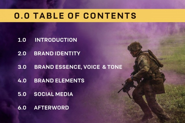 U.S. Army Chaplain Corps Brand Guide Table of Contents