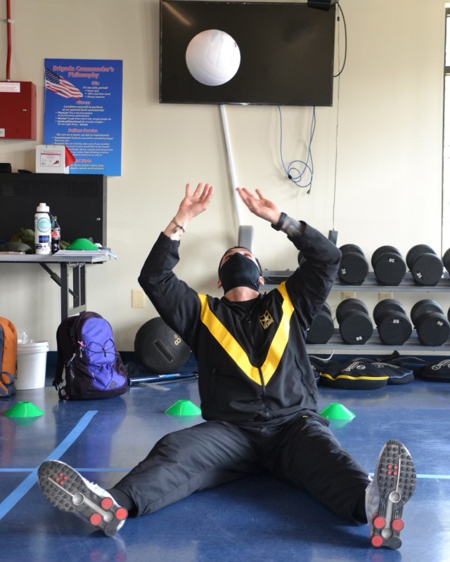 Sgt. Jose Alfaro from the Soldier Recovery Unit at the Walter Reed National Military Medical Center participates in the volleyball event at the 2021 Army Trials. (Photo via Sgt. Jose Alfaro)