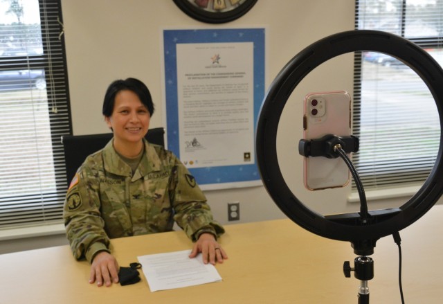 Col. Karin L. Watson, Fort Lee garrison commander, discusses the resilience of youngsters in the Army community during a virtual Month of the Military Child kickoff program April 1. The presentation was livestreamed on the Family and MWR Child and...