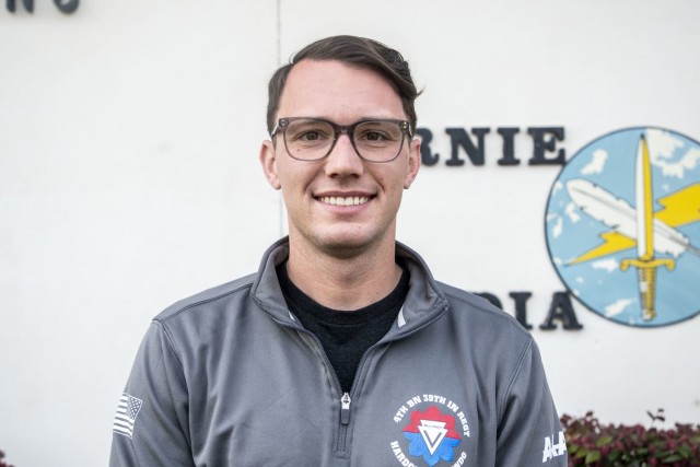 Staff Sgt. Cody Mackall, a drill sergeant and public affairs officer for the Fort Jackson Better Opportunities for Single Soldiers program poses for a photo March 23. Mackall shared his story about how the BOSS program has impacted his life and...