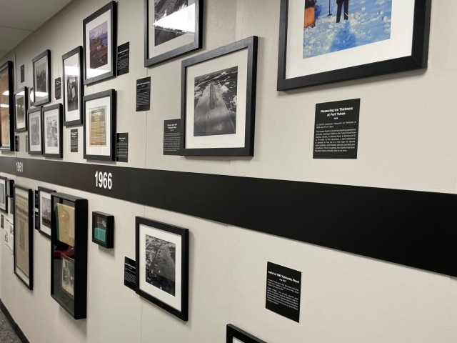 The timeline installed in the headquarters building that calls attention to the U.S. Army Corps of Engineers – Alaska District’s 75th anniversary. The intent of the display is to inform, educate and inspire both visitors and employees alike...