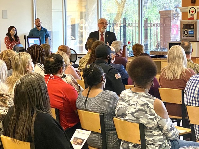 J.M. (Jay) Harmon, U.S. Army Medical Center of Excellence, deputy to the commanding general, served as the keynote speaker for the Bayne-Jones Army Community Hospital Army Medical Department Civilian Corps 25th Anniversary ceremony March 26.