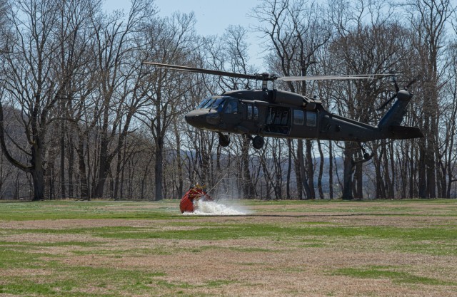 NY National Guard helicopter crews train to fight fires over the Hudson River