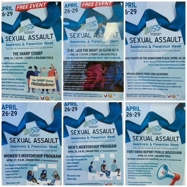 CAMP HUMPHREYS, Republic of Korea - Posters such as these can be found distributed throughout Humphreys barracks and facilities, promoting the upcoming Better Opportunities of Single Soldiers' Sexual Assault Awareness and Prevention Week from...