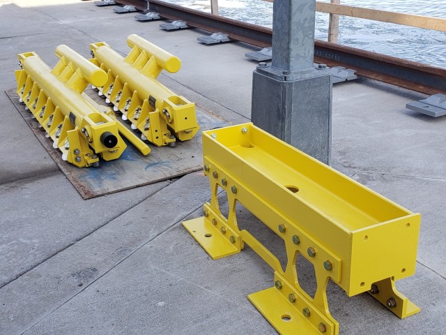 The U.S. Army Corps of Engineers, St. Paul District conducts repairs on the tow rail system at Lock and Dam 5 near Minnesota City, Minnesota.