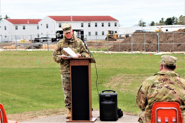 Maj. Gen. Darrell Guthrie, 88th Readiness Division commanding general and Fort McCoy senior commander, provides remarks April 15, 2021, during a special ground-breaking ceremony at Fort McCoy, Wis. The ceremony recognized the construction of a...
