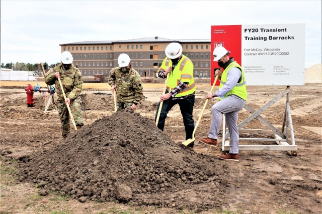 (From left) Fort McCoy Garrison Commander Col. Michael Poss; Maj. Gen. Darrell Guthrie, 88th Readiness Division commanding general and Fort McCoy senior commander; Sean Giese, resident engineer with the Omaha District of the Army Corps of...
