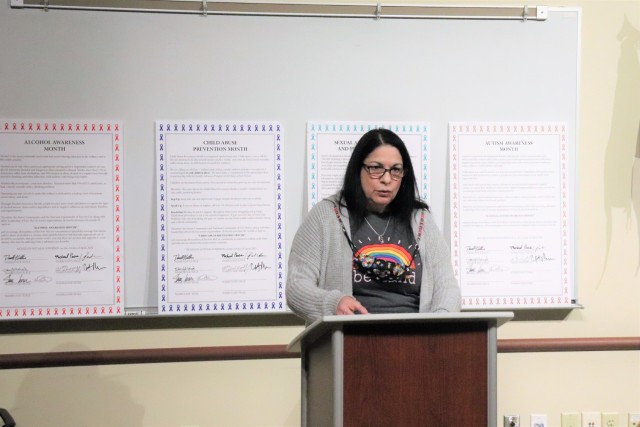Exceptional Family Member Program Coordinator Carmen Ortiz discusses Autism Awareness Month as part of a video April 1, 2021, at Fort McCoy, Wis. Ortiz reviews what the month is about and what Fort McCoy is doing to observe the importance of...