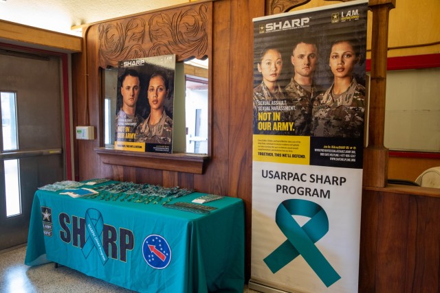 The U.S. Army Pacific Sexual Harassment/Assault Response and Prevention team hosted a virtual forum entitled, “Teal Talk,” April 29 at Richardson Theater, Fort Shafter, Hawaii. The forum featured guest speaker Heath Phillips, a U.S. Navy Veteran and a survivor of sexual assaults in the military. (U.S. Army photo by Sgt. 1st Class Monik Phan)