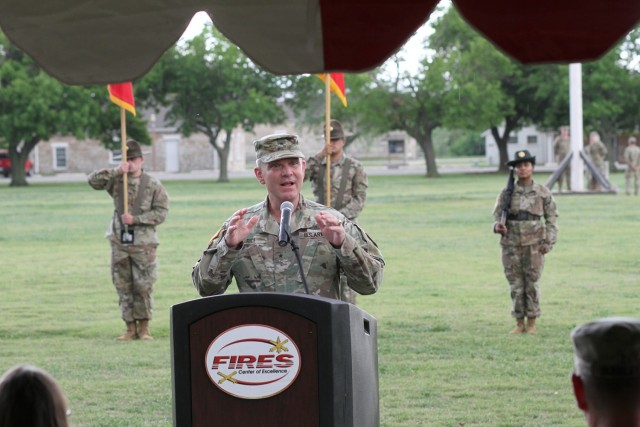 Brig. Gen. Frank Rice departs Fort Sill, Oklahoma, after serving three years here as the deputy commanding general for Army National Guard Air Defense Artillery.