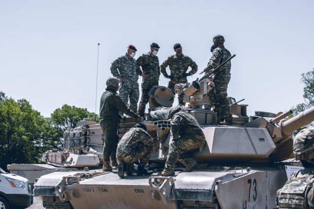 Leaders from the British and French Army’s take time from III Corps’ WARFIGHTER Training Exercise to visit 3rd Armored Brigade Combat Team, 1st Cavalry Division during their GREYWOLF FORGE live fire to take an up-close look at the U.S....