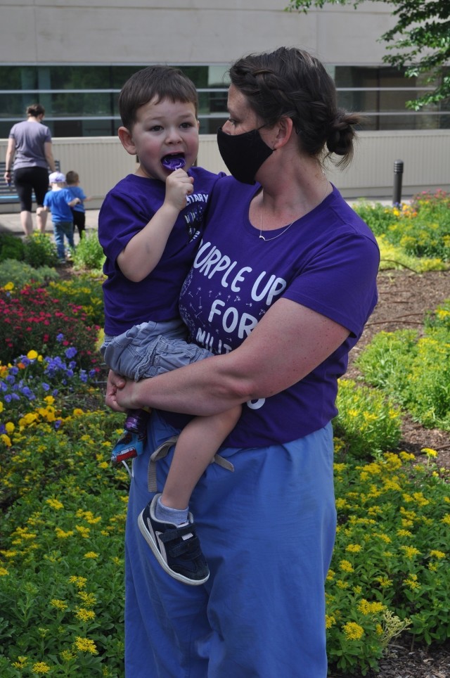 Martin Army Community Hospital Pediatrician Maj. Jessica Aguilar celebrates Month of the Military Child with her son Axel.