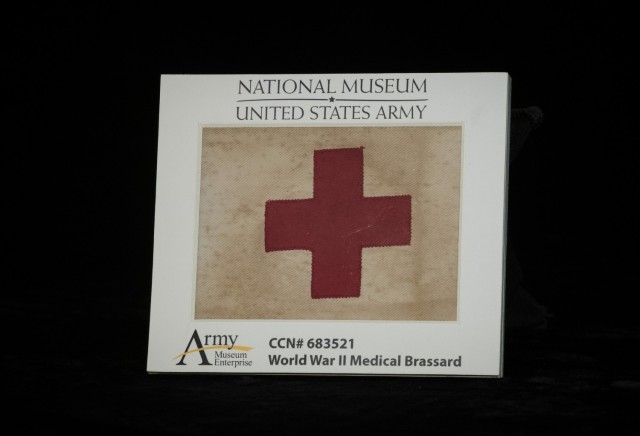 Among the belongings that Col. Andrew Morgan took into space was an armband, pictured here, which was once worn by a combat medic during World War II. The brassard was loaned out by the National Museum of the U.S. Army.
