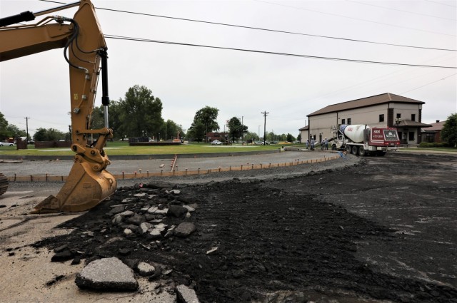 The redesign of Stithton Circle at Fort Knox may be done sooner than expected, according to a DPW official. Construction began March 15 and if the project remains on track, it could be completed as early as mid-June.