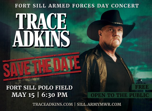 Country music artist Trace Adkins is coming May 15, 2021, to Fort Sill, Oklahoma, for a free concert open to the public.