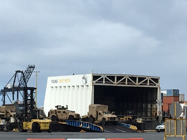 599th personnel monitor YB barge offload