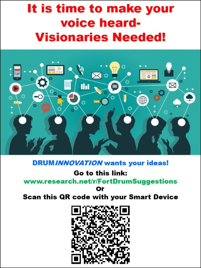 The Fort Drum Plans, Analysis and Integration Office (PAIO) launched a new initiative May 3 to encourage people with ideas and solutions to make their voices heard. (Fort Drum PAIO graphic)