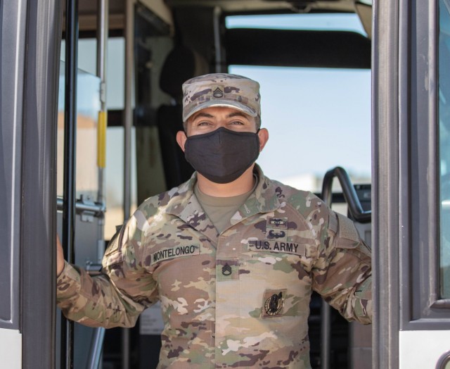 U.S. Army Staff Sgt. Joshua Montelongo, a native of Pueblo, Colorado, and combat medic assigned to 52nd Brigade Engineer Battalion, poses for a photograph in Pueblo, Colorado, May 7, 2021. Montelongo was born and raised in Pueblo and is currently deployed at the Community Vaccination Center at the Colorado State Fairgrounds in Pueblo as part of the federal vaccination mission. U.S. Northern Command, through U.S. Army North, remains committed to providing continued, flexible Department of Defense support to the Federal Emergency Management Agency as part of the whole-of-government response to COVID-19. (U.S. Army photo by Spc. Jacob Moir)