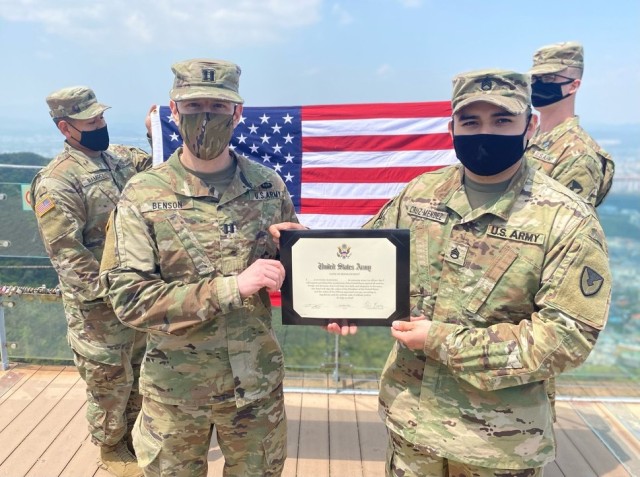 403rd AFSB NCO reenlists atop Apsan Mountain in Daegu, South Korea