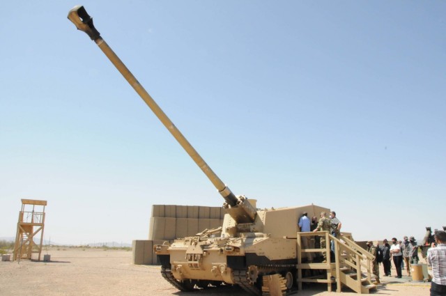 The Extended Range Cannon Artillery autoloader’s speed was demonstrated during a test March 30 at U.S. Army Yuma Proving Ground.